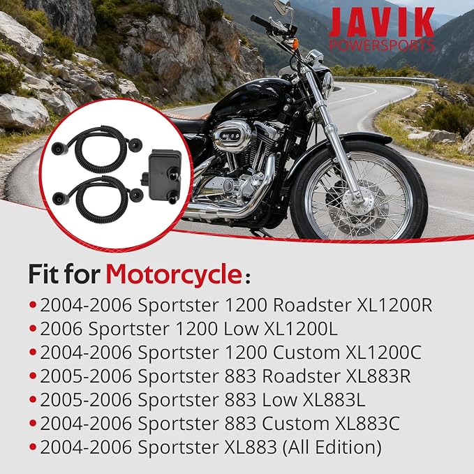 JAVIK 0.5 OHM Ignition Coil & Spark Plug Cable For Sportster 1200 Custom XL1200C/1200 Roadster XL1200R/Sportster XL883/883 Low XL883L/883 Custom XL883C 2004-2006 O.E.M# 31655-99 31996-04