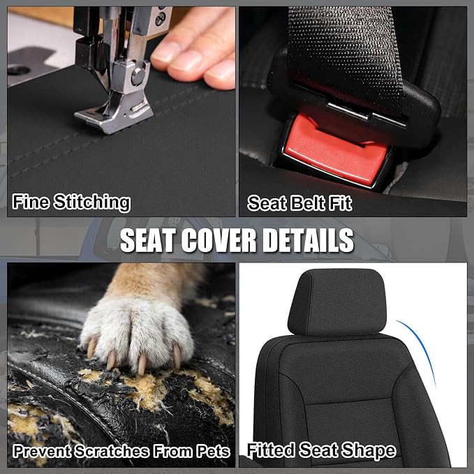 SAPUBK Seat Covers Replace for 2019-2025 Chevy Silverado/GMC Sierra 1500 CrewCab, Premium Neoprene with Composite Soft Foam Lining Breathable Seat Cover Cushion