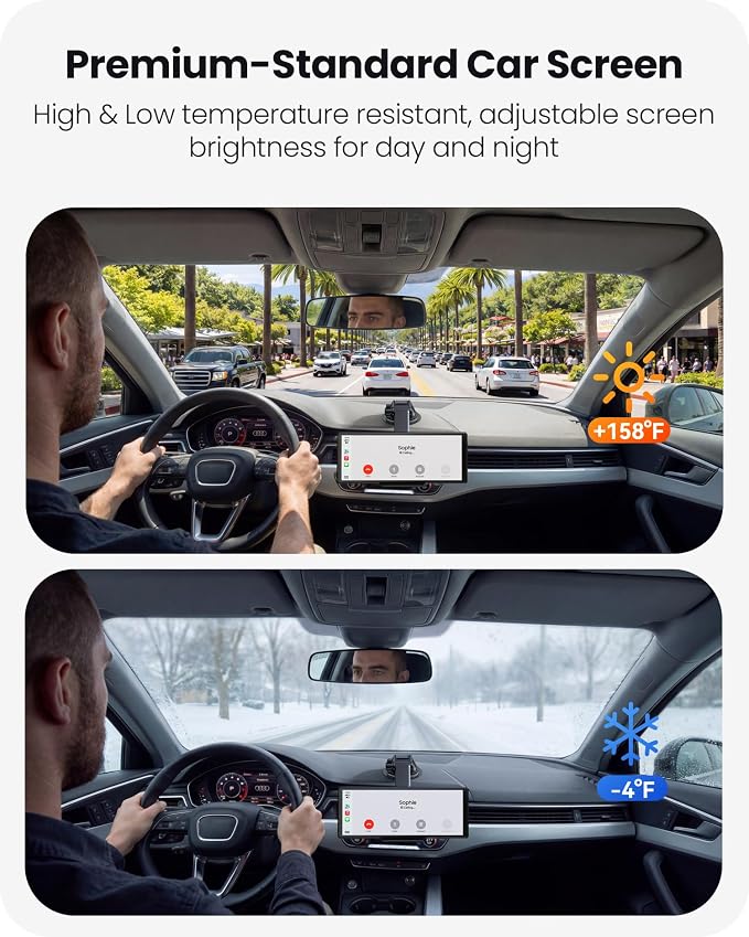 9.26" Portable CarPlay Screen for Apple Carplay & Android Auto with 4K Dash Cam & HD Backup Camera, Wireless Car Play with Strongest Bluetooth 5.2, OTA Updates, Voice Control, GPS Navigation