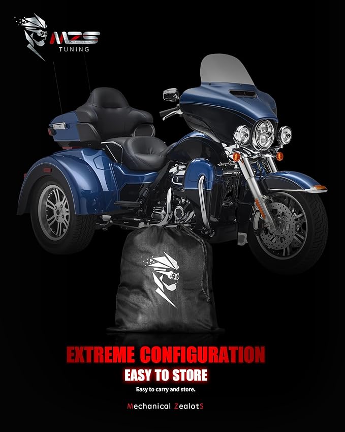 MZS Trike Motorcyle Cover Waterproof Compatible with Freewheeler Tri Glide Ultra Street Road Glide 3 CVO, 3 Wheel Vehicle Covers Sun Rain All Weather Outdoor Protection Storage
