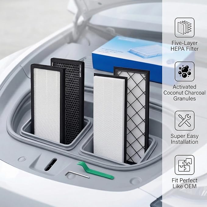 Tesla Model Y Cabin Air Filter(2020~2025),Double layer air filter with activated carbon