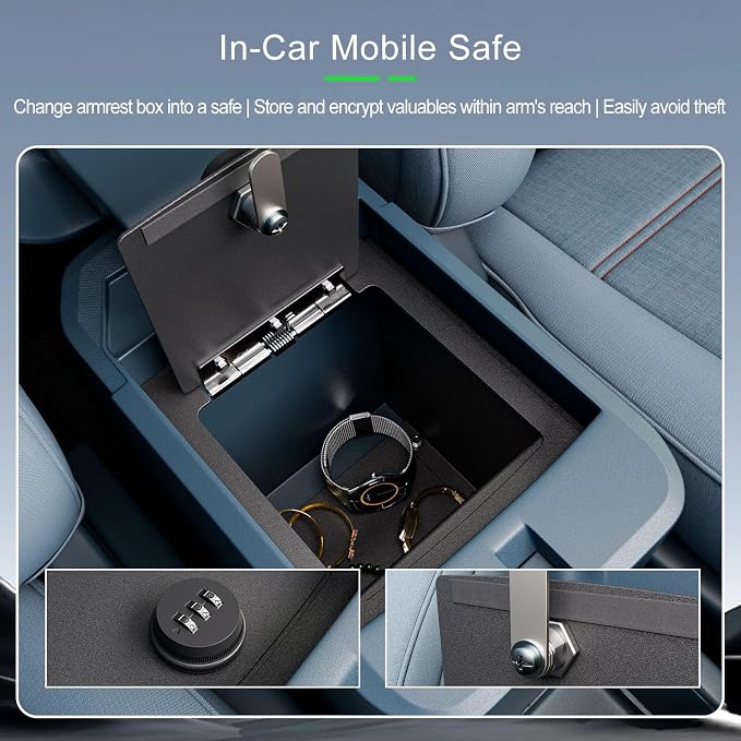 xipoqix Center Console Safe Vault Compatible with 2022-2025 Ford Maverick Armrest Safe Lock Box Replacement for 2022-2025 Ford Maverick Accessories