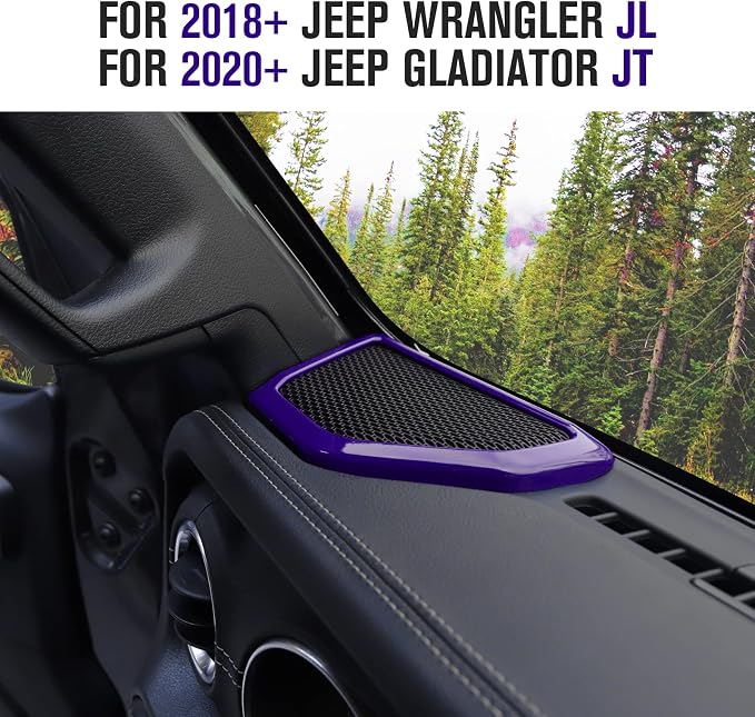 JeCar Purple Interior Speaker Cover Bezel Trim Kit for 2018-2023 Jeep Wrangler JL JLU & Gladiator JT Interior Accessories, 4pcs