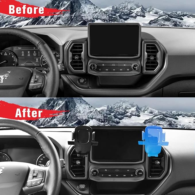 Upgrade Dashboard Mobile Phone Holder for Ford Bronco Sport, Dual-Holes Phone Mount with Tray Internal Accessories Automobile Cradles for Ford Bronco Sport 2021 2022 2023 2/4 Doors