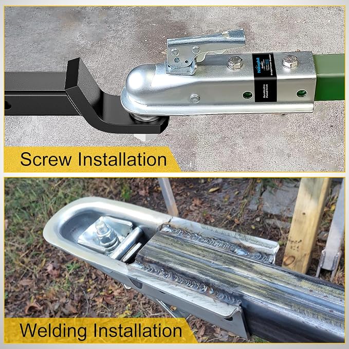Nilight Straight Trailer Coupler with Security Latch&Chain for 2-Inch Hitch Ball, 2-Inch Channel,3500 LBS,Heavy Duty Trailler Tongue Coupler for Station Wagon, Truck, Bolted & Welded Installation