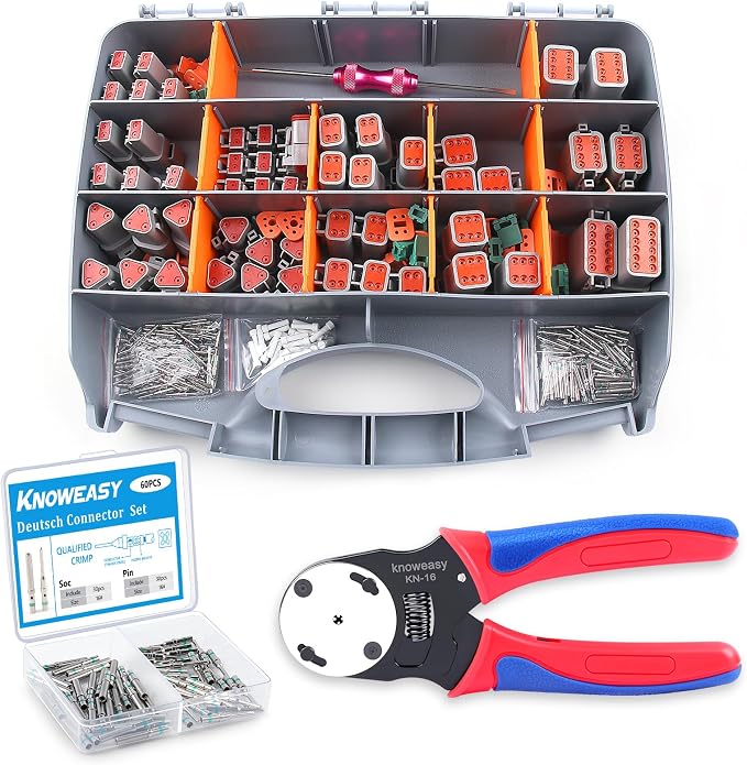 Knoweasy 338pcs DT Deutsch Connector Kit with 30 Pairs Size 16 DT Deutsch Connector Terminal Kit