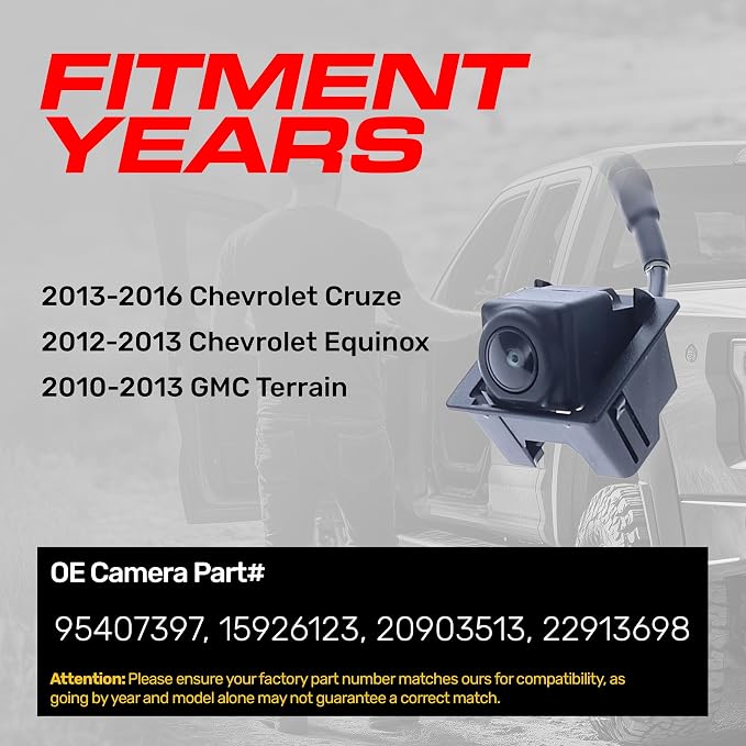 Master Tailgaters Replacement for Chevrolet Cruze (2013-2016), Equinox (2012-2013) / GMC Terrain (2010-2013) Backup Camera OE Part # 95407397, 15926123, 20903513, 22913698