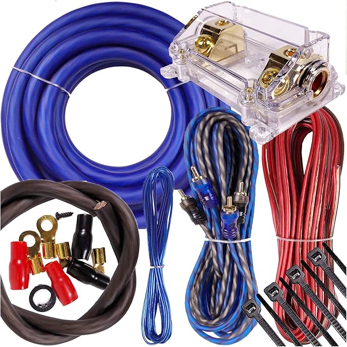 Complete 5000W to 8000W Gravity 0 Gauge Amplifier Installation Wiring Kit Amp PK3 0 Ga Blue - for Installer and DIY Hobbyist - Perfect for Car/Truck/Motorcycle/RV/ATV