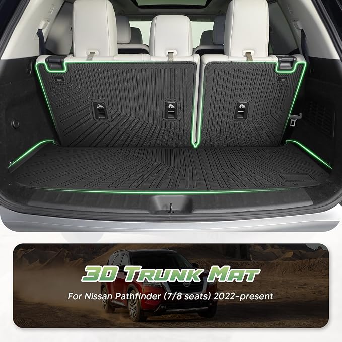 Cartist Cargo Mat & Backrest Mat Fits for Nissan Pathfinder 2022 2023 2024 2025 2026(7/8 Seats) All Weather TPE Trunk mat for Pathfinder Car Accessories for Pathfinder 2022-2026