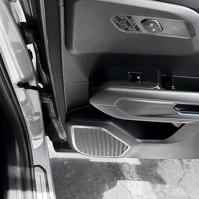 Stainless Steel Car Door Speaker Cover Car Interior Chrome Car Door Speaker Decor Cover Set Compatible with Kia Telluride 2027 Accessories (Silver)