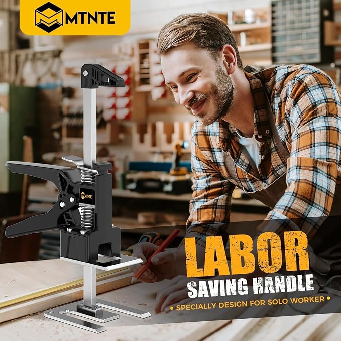 Labor Saving Arm Jack, 12" Furniture Jack & Drywall Lift Tool, Multi-Function Height Adjustment Lever Arm with 330lbs Capacity & 6.7" Lift Range for Wall Tile Locator,Black/White