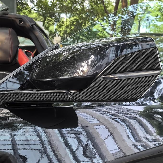 Real Carbon Fiber Mirror Cover Trim Compatible with Corvette C8 2020-2026, Side Rearview Mirror Cap Trim, Exterior Decor Sticker Accessories