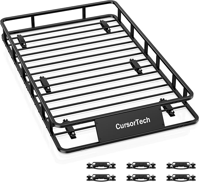 Roof Rack Basket 64" x 39" Heavy Duty Rooftop Cargo Basket 300 lbs Capacity Steel Roof Rack Cargo Baskets Luggage Holder Rack for SUV Truck Car Travel Camping Storage