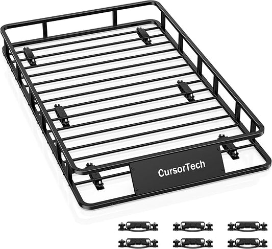 Roof Rack Basket 64" x 39" Heavy Duty Rooftop Cargo Basket 300 lbs Capacity Steel Roof Rack Cargo Baskets Luggage Holder Rack for SUV Truck Car Travel Camping Storage