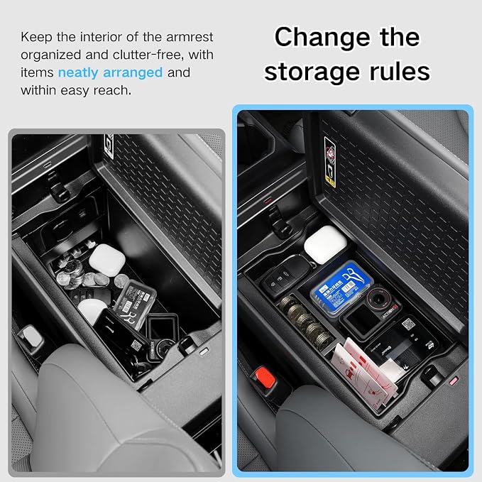 4PCS Center Console Accessories for Toyota RAV4 2026, Center Console Organizer+Cup Holder Insert+Wireless Charging Anti-Slip Mat
