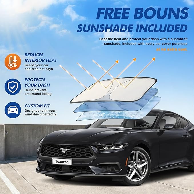 Car Cover Waterproof All-Weather,Heavy-Duty Outdoor Full Exterior Automobiles Sedan/Coupe (Length 186-193 inch) with Windshield Sun Shade Universal Fit Ford Mustang,Chevy Camaro/Corvette etc