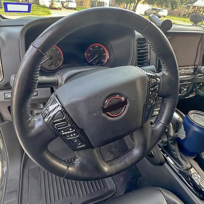 Carbon Fiber Steering Wheel Cover Compatible with Nissan Frontier 2022-2026
