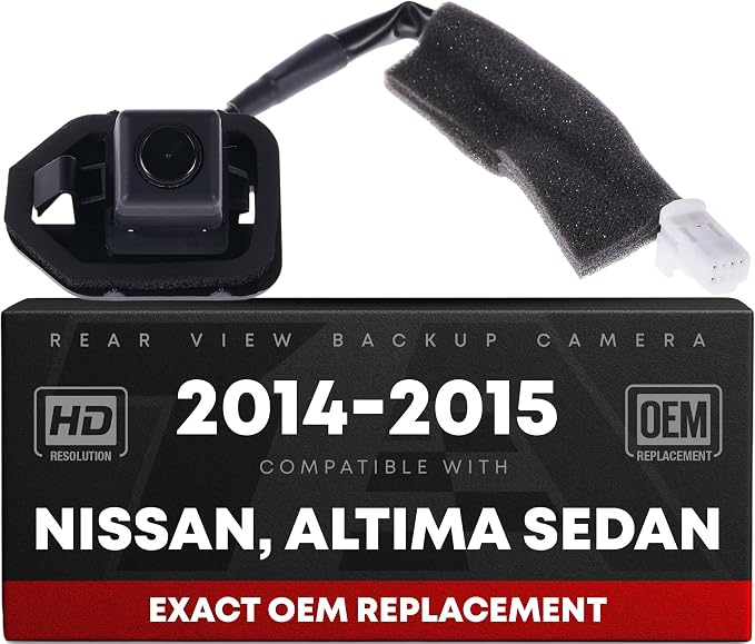 Rear View Backup Camera, Reverse Park Assist - Compatible with 2014-2015 Nissan Altima Sedan - Plastic, Glass - Vehicle Parking Camera Replacement - OEM 284423TA2B, 284423TA1B, 590-955, NI1960118