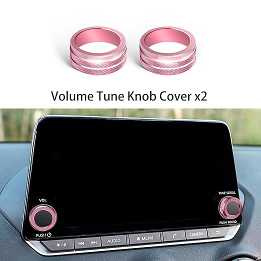 for Nissan Sentra 2025 2024 2020-2023 Accessories Knob Cover Set - Volume Tune Knob Covers, Air Conditioner, Air Vent Outlet Rings/Covers Push Start Stop Button Ring Trim for Sentra, 12Pcs (Pink)