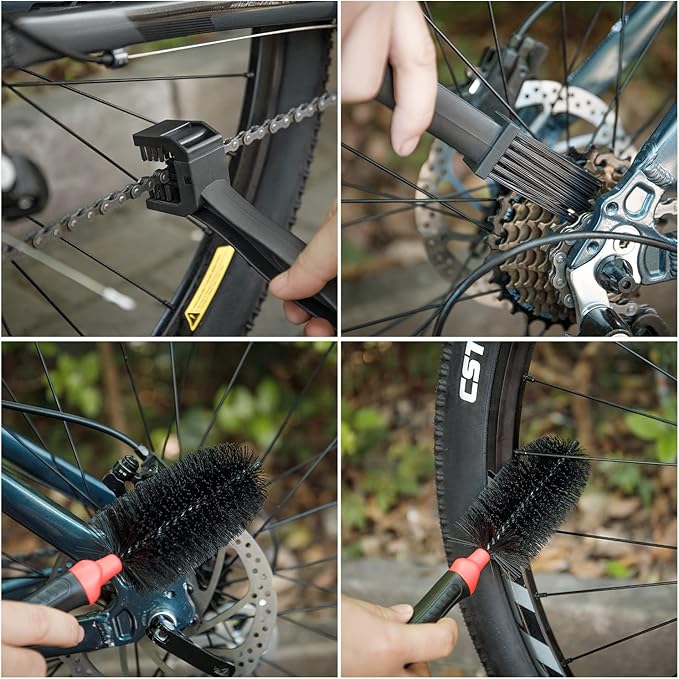 CXWXC Bike Cleaning Kit Including Bicycle Chain Scrubber, Bike Cleaner Brush Tool, Bicycle Chain Cleaning Agent,Chain Lube
