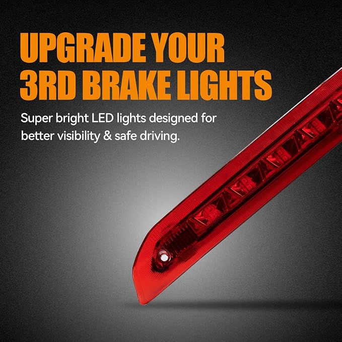 Third 3rd Brake Light LED for 2013-2018 Ford Escape, High Mount Rear Brake Lights Assembly for 13-18 Escape, Waterproof Center Cab Lamp Stop Light (Red)