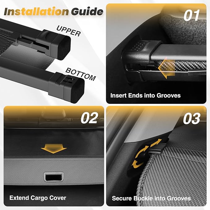 Trunk Cargo Cover for Chevy Equinox GMC Terrain 2025 2026, with Carbon Fiber Texture, Anti - Peeping Retractable Security Shade for Privacy, SUV Accessories (No Equinox EV)