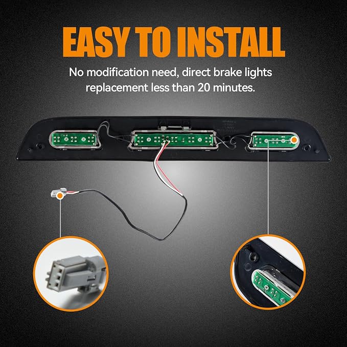Third 3rd Brake Light LED for 2015-2020 Ford F150, High Mount Rear Brake Lights Assembly for 2017-2020 F250/F350/F450 Super Duty, Waterproof Center Cab Lamp Stop Light