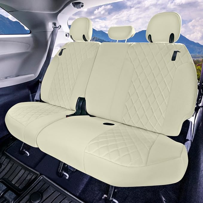 FH Group Custom Fit Car Seat Covers Specifically Made for Toyota Sienna 2021-2024, Solid Beige Ultraflex Neoprene Full Set Automotive Seat Covers, 7 Seater SUV Seat Covers, Toyota Accessories