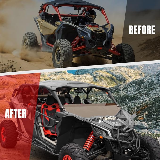 A & UTV PRO Maverick X3 Half Windshield Dark Tinted, Compatible with 2017-2025 Can Am Maverick X3 XRS XDS Turbo R Max,Dark Tint Standard Polycarbonate Construction Window | 250x Stronger Than Glass