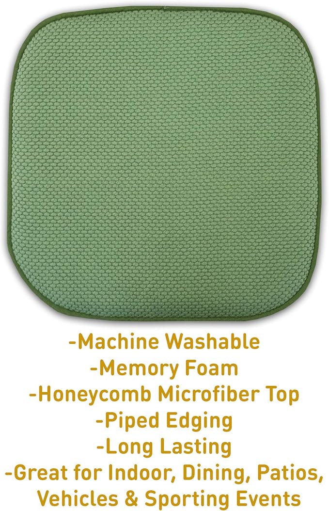 2 Pack Memory Foam Honeycomb Nonslip Back 16" x 16" Chair/Seat Cushion Pad