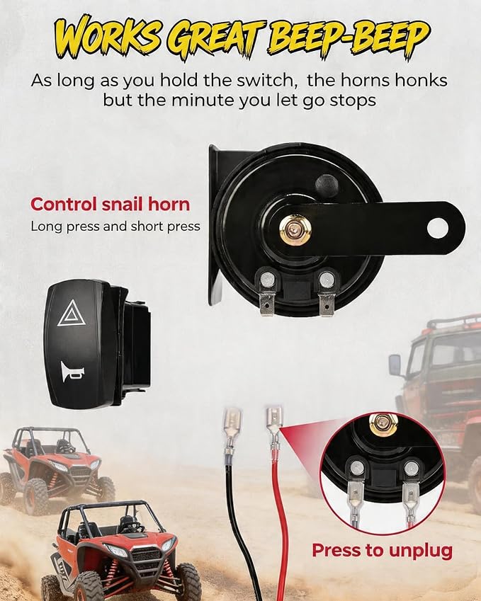 UTV Turn Signal Kit with 110DB Horn ATV Street Legal Kit | Plug and Play UTV ATV Blinker with Rocker Switch, Street Legal Kit Compatible with Polaris, Can Am, CFMOTO, Arctic Cat-4