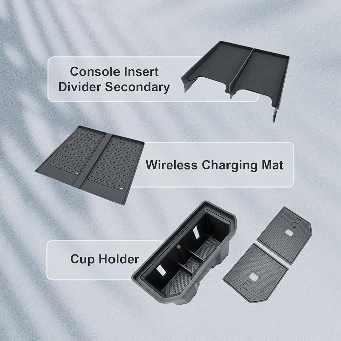 BIBIBO 3Packs for 2026 Toyota RAV4 Center Console Organizer 2026 Toyota RAV4(LE/SE/XLE Premium/Woodland/XSE/Limited) Console Insert Divider Secondary+ Cup Holder Inserts+Wireless Charging Mat