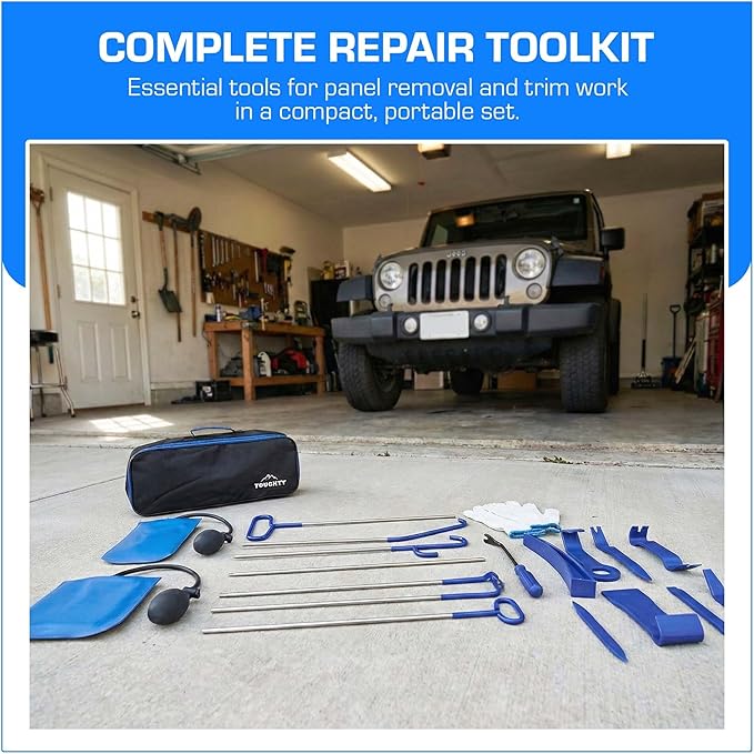 Toughty 17-Piece Repair Tool Set- Compact Stainless Steel Tool Kit with Carrying Tool Bag, Mini Portable Tools for Cars, Motorcycle & Home Repairs