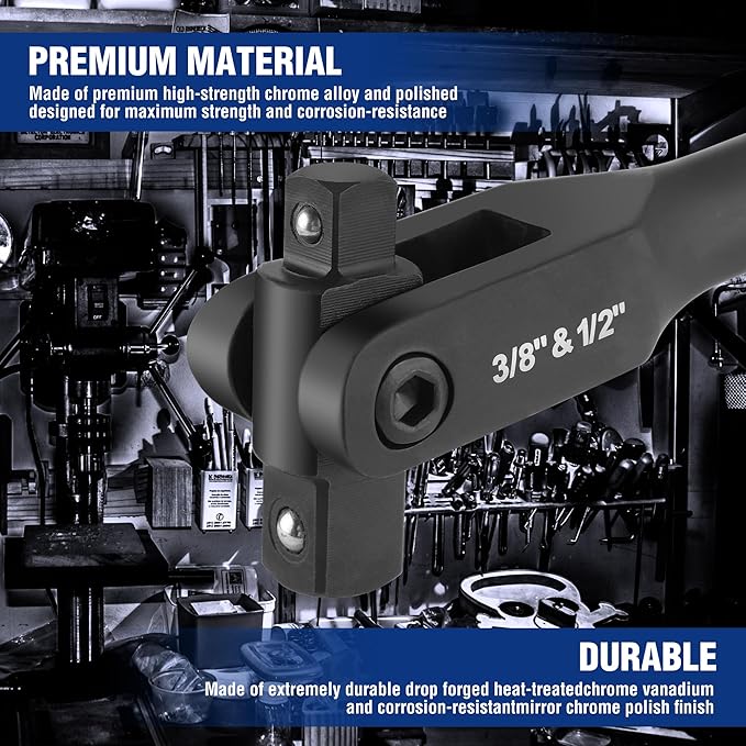 WORKPRO 18-Piece Impact Socket Extension Set & WORKPRO 16-inch Dual Drive Breaker Bar, 3/8" & 1/2" Drive