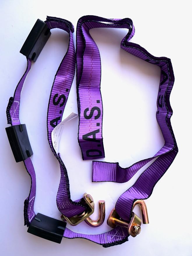 D.A.S. Car Hauler Straps - 2 inches x 11 feet, Set of 4 Wheel Tie Down Straps for Car, Truck, and UTV Transport, Secure Car Tie Dow, Three Cleat Design | Purple Color