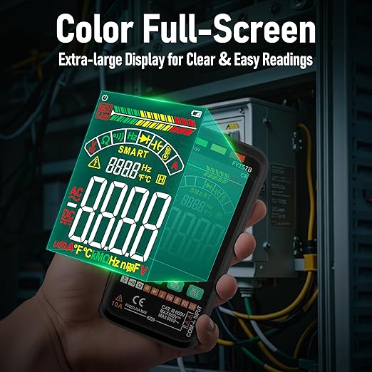 Multimeter 6000 Counts TRMS Digital Multimeter,Rechargeable Electrical Tester with Auto Ranging Digital Voltmeter,Measures Voltage Current Resistance Continuity Capacitance Temperature Frequency