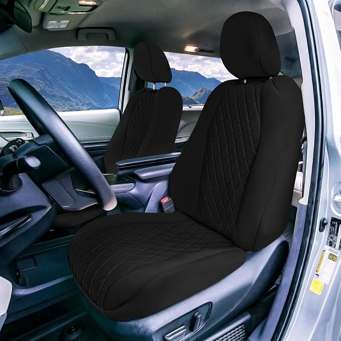 FH Group Custom Fit Car Seat Covers Specifically Made for Toyota Sienna 2021-2024, Black Ultraflex Neoprene Full Set Automotive Seat Covers, 7 Seater SUV Seat Covers, Toyota Accessories