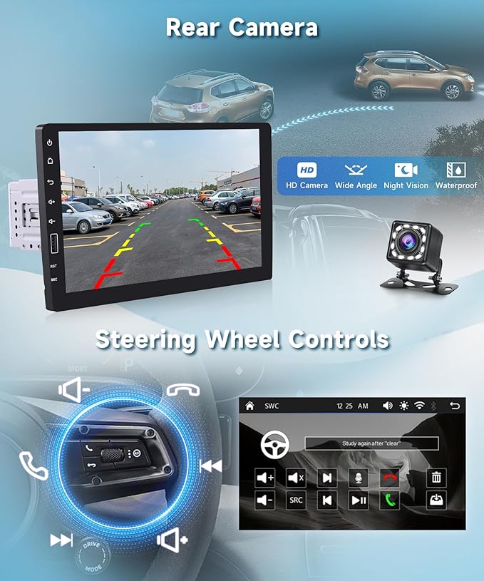 Single Din Radio 9 Inch IPS Touchscreen Car Stereo, Wireless CarPlay Android Auto, 1 Din CarPlay Radio Bluetooth, FM/AM/RDS, You-Tube Video, EQ, SWC, Backup Camera