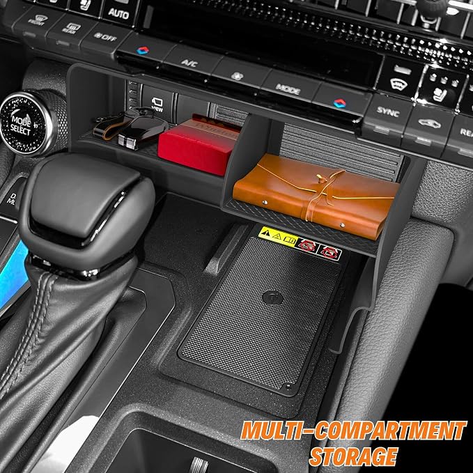 2Pcs Center Console Organizer Fit for 2026 2025 2024 Toyota Land Cruiser 250 Prado - Wireless Charging Pad & Central Control Secondary Storage Box Insert Divider Cubby Drawers Interior Accessories