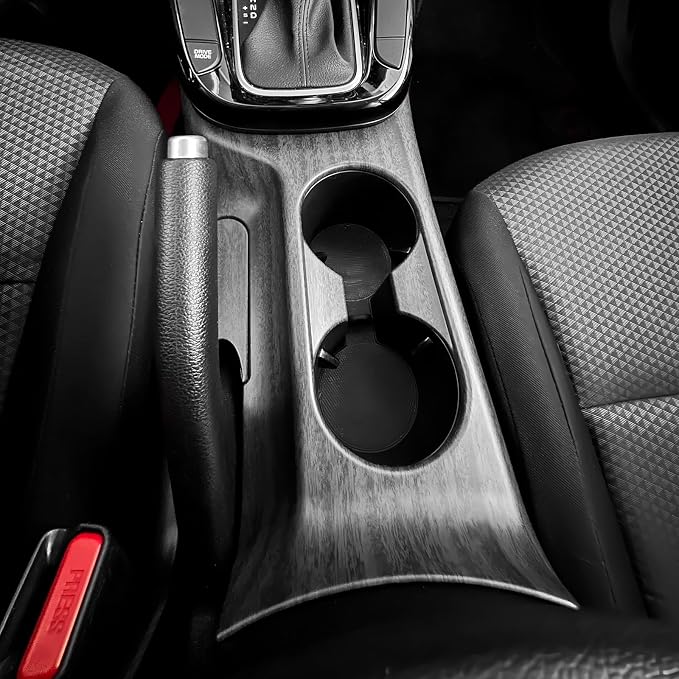 2PCS Cup Holder Trim Cover Compatible with Kia Soul 2020-2026 Accessories,Not for Electronic Handbrake Version (Wood Grain)