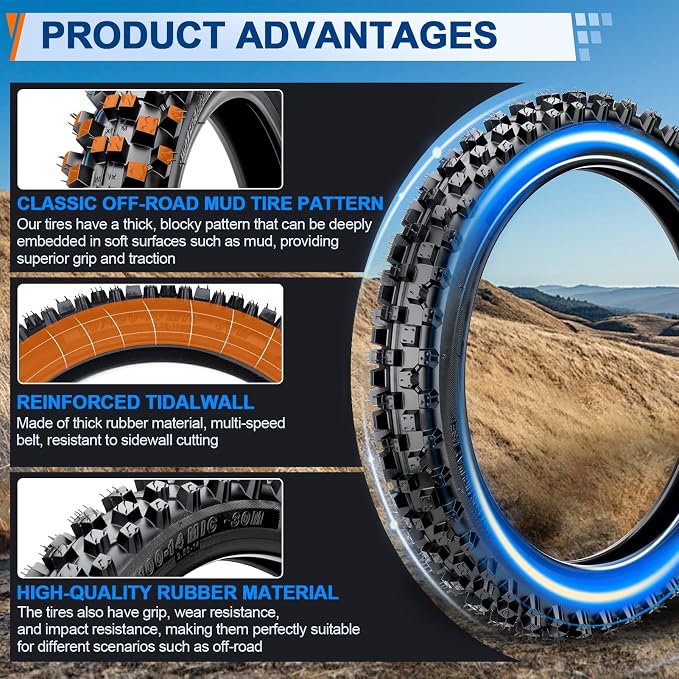 Front 60/100-14 2.50-14 Tire and Inner Tube for 110cc 125cc XR70 CRF70 CRF110 KLX110 PW80 TTR90 DRZ110 TaoTao DB14 SSR Off Road Motocross Pit Dirt Bike Parts