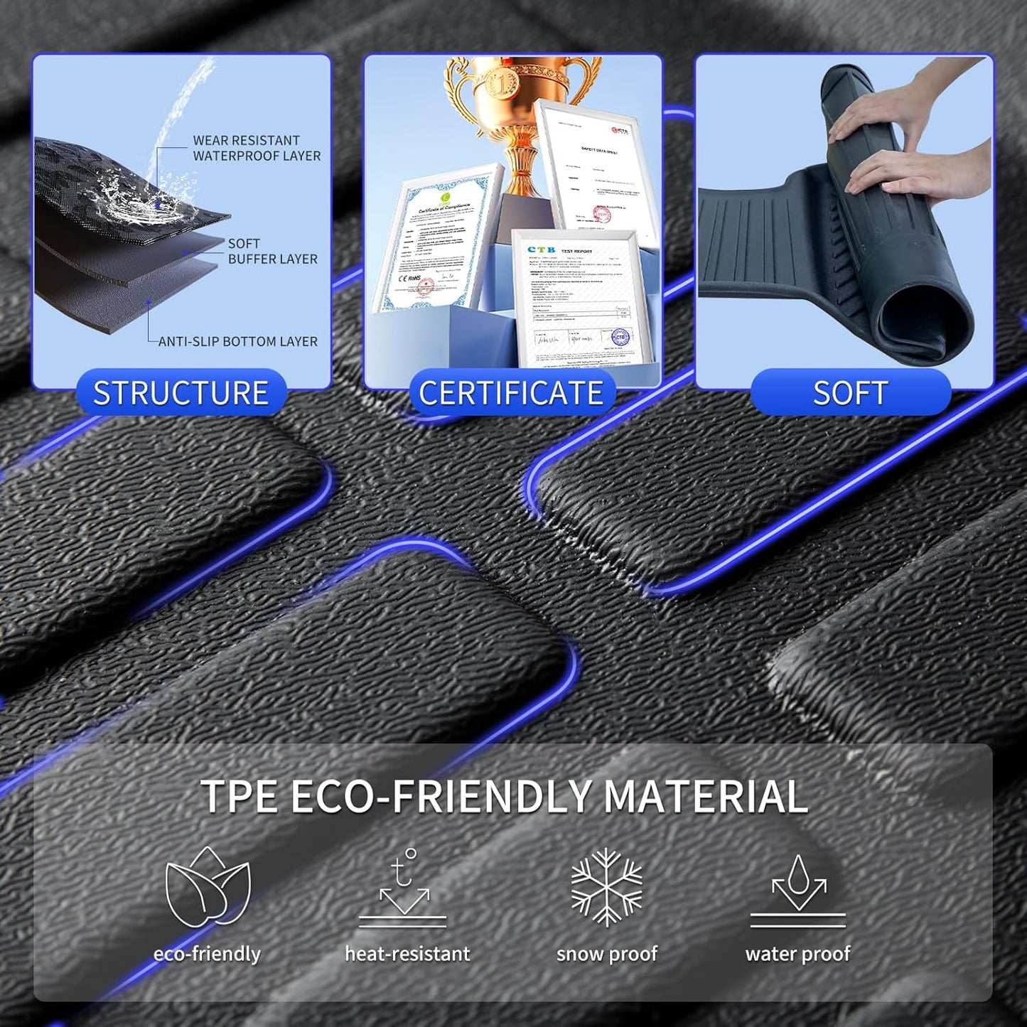 KELCSEECS® Floor Mats & Cargo Liner Custom for Lexus RX 2010-2015,All Weather Protection TPE Floor Liners Front& Rear Row Full Set Lexus RX Accessories Black