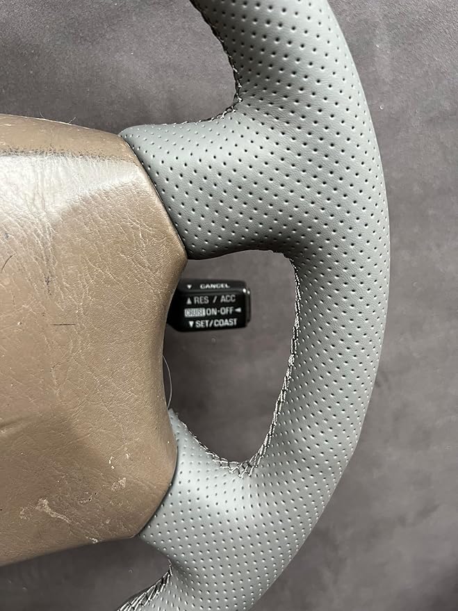 Loncky Custom Fit Black Genuine Leather Steering Wheel Cover for Toyota Land Cruiser 1995 1996 1997 1998 1999 2000 2001 2002 Accessories Car Interior Hand Stitched OEM Parts