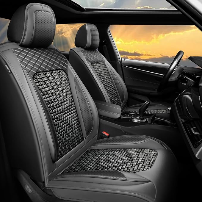 Fit Camry Ice Silk Cooling Car Seat Covers for Toyota Camry 2015-2025 2026, Breathable Seat Protector, Anti-Slip & Scratch-Resistant，Sweatproof Auto Cushion Covers（5 Seats, Black）