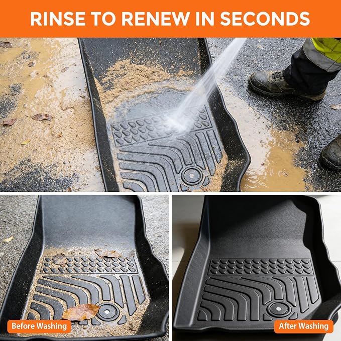 Floor Mats for Jeep Wrangler JK Unlimited 4 Door 2007-2013 (Not for 4XE, JL or 2 Door), Custom Fit Heavy Duty TPE All Weather Protection, Waterproof Non-Slip Black (Two-Row Floor Mats)
