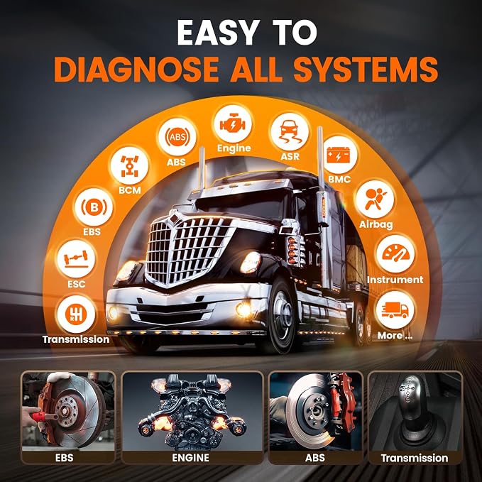 ANCEL Heavy Duty Truck Scanner HD3300 Plus+, D.P.F Reset/Force Regen, Full System Truck Scanner for Detroit, Cummins, Caterpillar, Paccar, Volvo Engine & Commercial Trucks, Lifetime Free Update