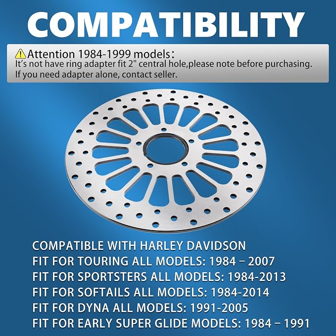 11.5'' Front Brake Rotor Disc Compatible with Harley Davidson Touring Sportster Dyna and Early Super Glide Softail, 420 Stainless Steel Rotors