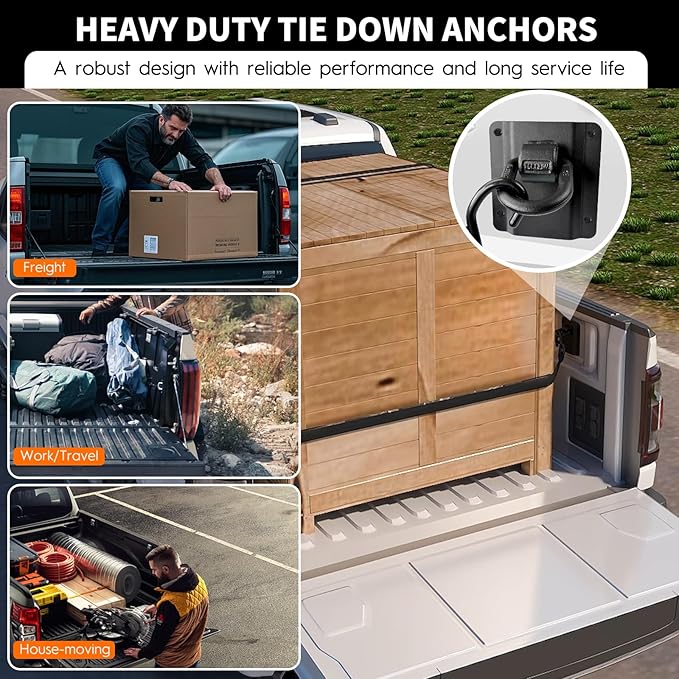 4 Pack Heavy Duty Tie Down Anchors Truck Bed Tie Downs Car Accessories Fit for 2015-2025 Ford F150 F250 F350 & Raptor 2026 Replace# FL3Z-99000A64-B & FL3Z-9928408-AB