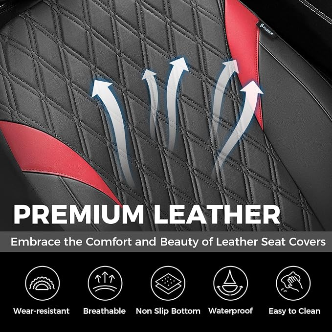 FLORICH Front Car Seat Covers, Leather Seat Covers for Cars, Waterproof Car Seat Protector Breathable, Front Seat Covers for Cars, Automotive Seat Covers Universal Fit for Most SUV Pick-up Truck