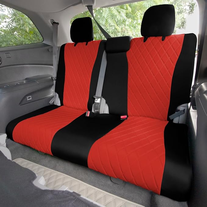 FH Group Custom Fit Car Seat Covers Specifically Made for 2016–2022 Honda Pilot, 3rd Row Set Red Ultraflex Neoprene, Waterproof Car Seat Cover, Honda Accessories